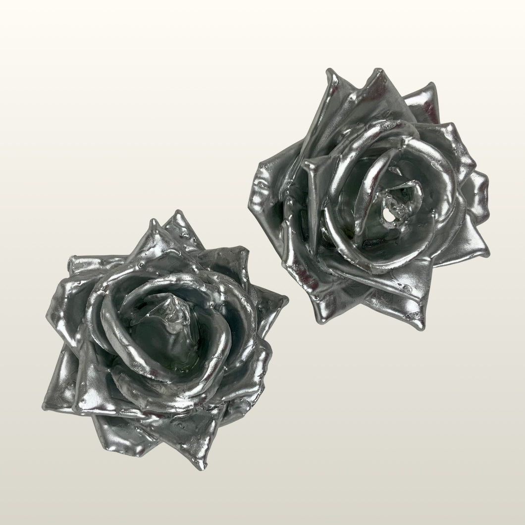 Wachsrose silber,  2 Stück