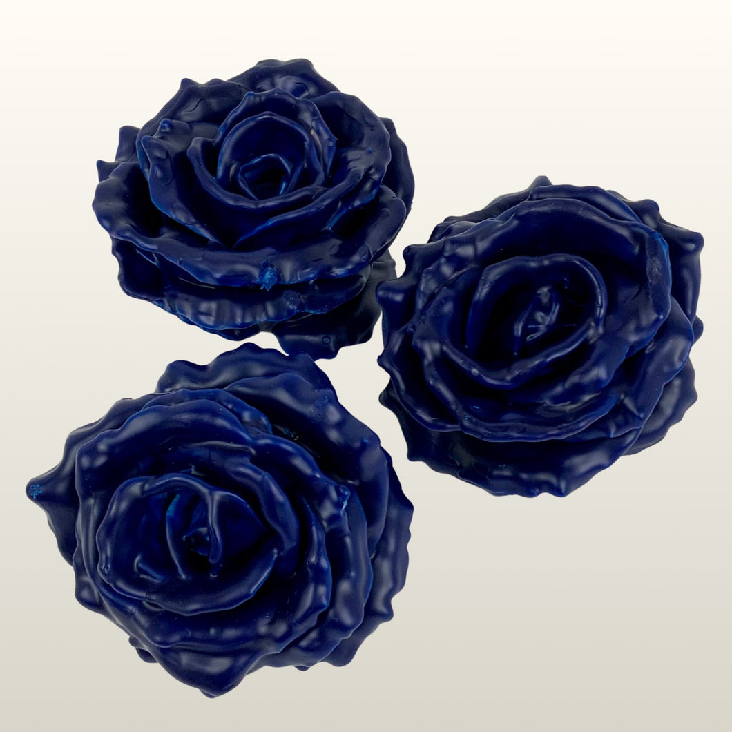 Wachsrose Blau 3 Stück