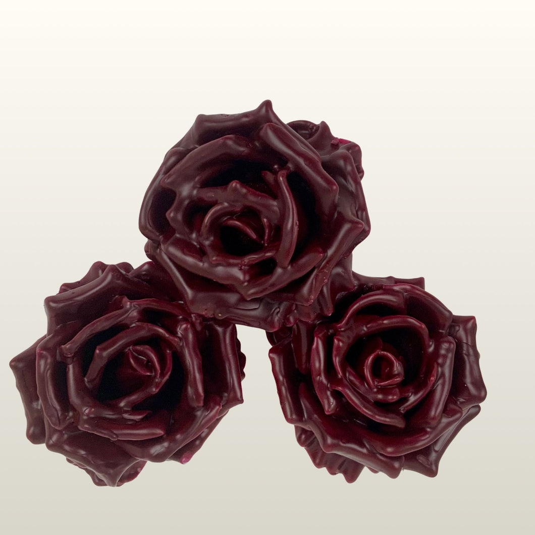 Wachsrose Bordeaux 3 Stück